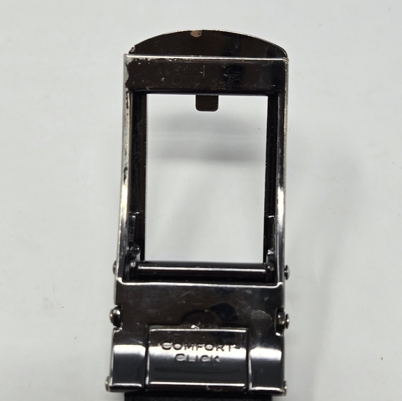 COMFORT CLICKS ADJUSTABLE RACHET STYLE BLACK BELT SILVER BUCKLE MENSWEAR MEN OS - Picture 7 of 16